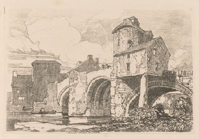 Liber Studiorum: Plate 26, Monnow Bridge, Monmouthshire by John Sell Cotman