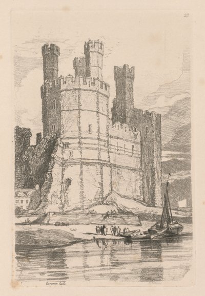 Liber Studiorum: Plate 28, Caernarvon Castle, N. Wales, 1838 by John Sell Cotman