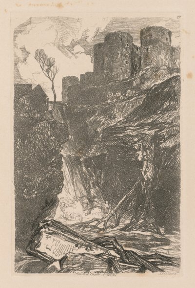 Liber Studiorum: Plate 29, Harlech Castle, N. Wales by John Sell Cotman