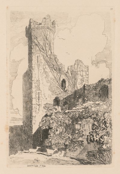 Liber Studiorum: Plate 32, Caernarvon Castle, N. Wales by John Sell Cotman