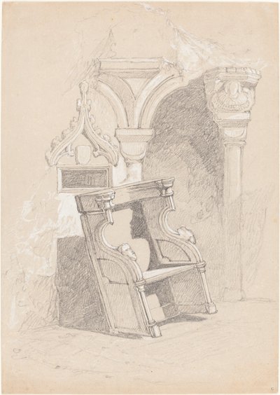 Sketch of Ruined Church Interior with Chair by John Sell Cotman