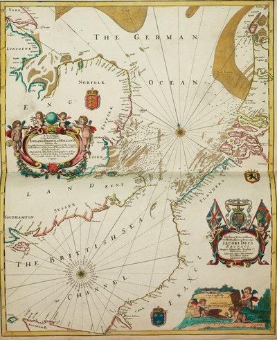 A New Map of the Sea Coasts of England, France and Holland by John Seller