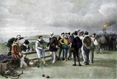 The Armada in sight, Plymouth Hoe by John Seymour Lucas