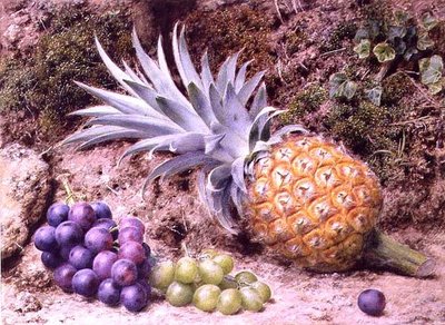 A Pineapple and Bunches of Grapes on a Mossy Bank by John Sherrin