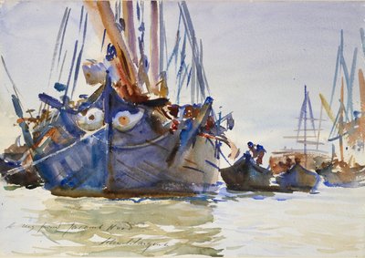 Italian sailing Vessels at Anchor, c1904-1907 by John Singer Sargent
