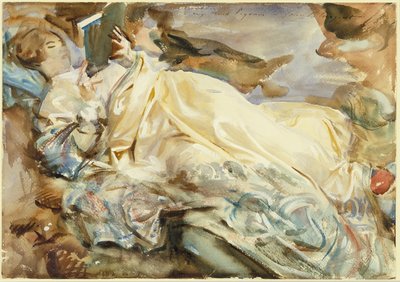 Rose-Marie Ormond Reading in a Cashmere Shawl by John Singer Sargent