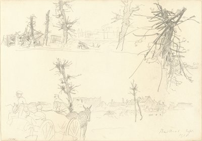 Soldiers in a Devastated Landscape [recto] by John Singer Sargent