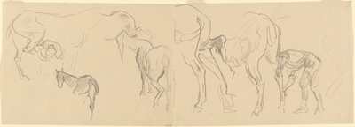 Studies for Shoeing Calvary Horses at the Front [recto], 1918 by John Singer Sargent