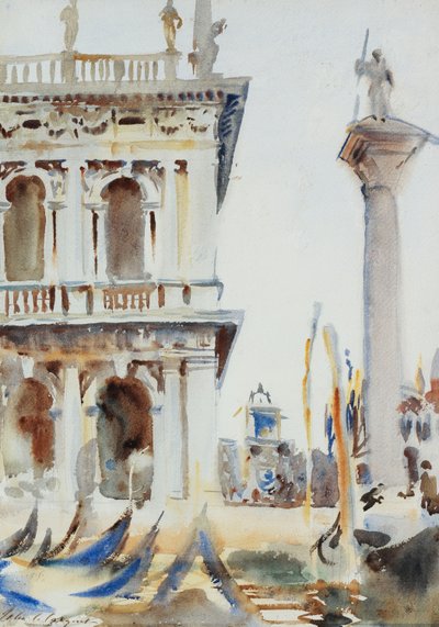 The Corner of the Libreria, with the Column of St. Theodore, Venice by John Singer Sargent