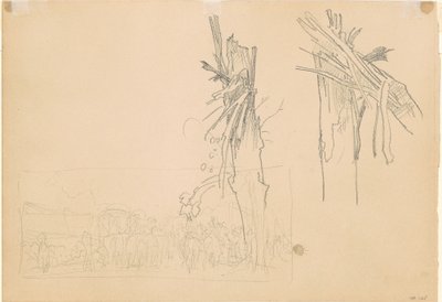 Two Shattered Trees, and Study for The Road (verso), 1918 by John Singer Sargent