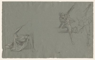 Drapery Study; Two Figures Pulling a Pole by John Singleton Copley