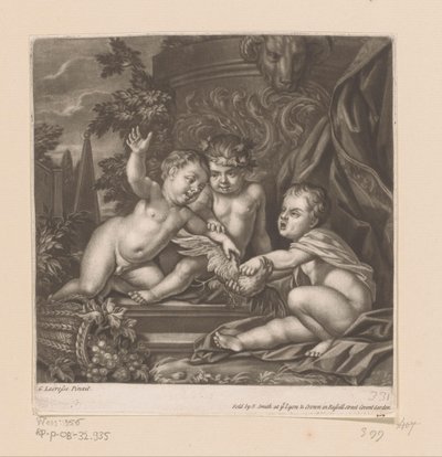 Three Cupids with a Bird by attributed to John Smith