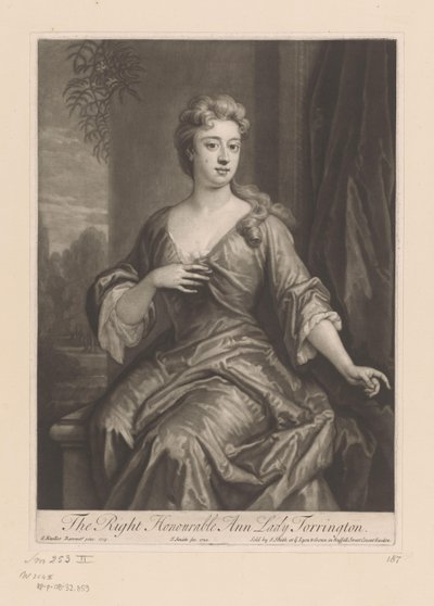 Portrait of Anne Newport (title on object: The Right Honourable Ann Lady Torrington) by John Smith