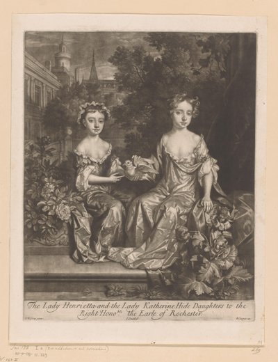 Portrait of Henrietta and Katherine Hyde with a Dove (title on object: The Lady Henrietta and the Lady Katherine Hyde, Daughters to the Right Honorable the Earl of Rochester) by John Smith