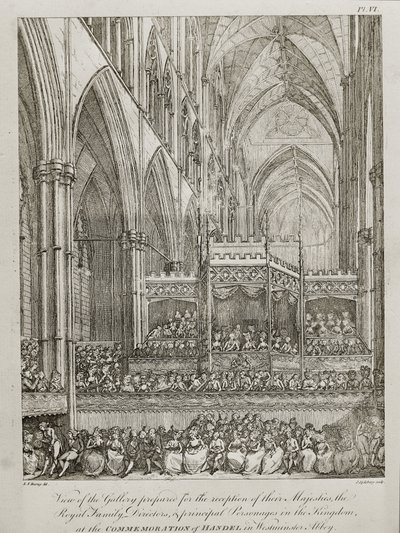 Concert to commemorate the 25th anniversary of the death of George Frederick Handel (1685-1759) - View of the Gallery prepared for the reception of their Majesties the Royal Family by John Spilsbury