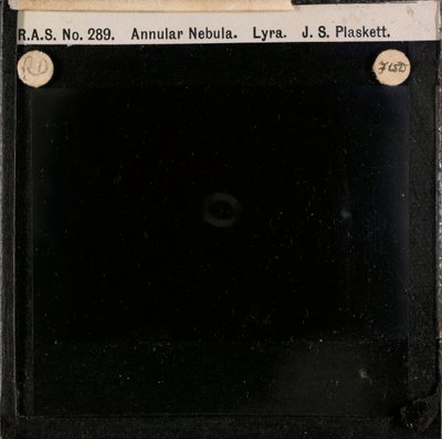 Astronomical glass plate slide of Annular Nebula in Lyra by John Stanley Plaskett