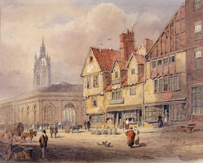 Old Buildings, Union Street and Corn Exchange before Town Hall was Built by John Storey