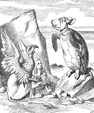 Alice, Mock Turtle and the Gryphon from Alice