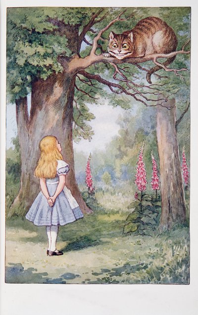 Alice and the Cheshire Cat, Alice’s Adventures in Wonderland and Through the Looking-Glass and What Alice Found There, by Lewis Carroll (1832-98), Published 1911 (Coloured Lithograph) by John Tenniel