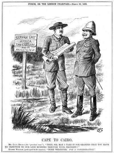 Cecil John Rhodes Asking the German Emperor for Permission to Run a Telegraph Line Through German East Africa by John Tenniel
