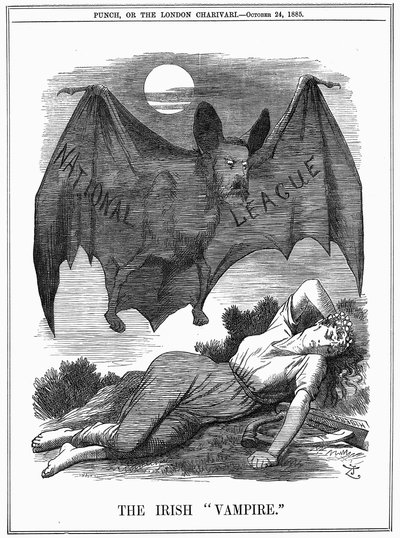 Irish National League shown as a vampire preying on Ireland by John Tenniel