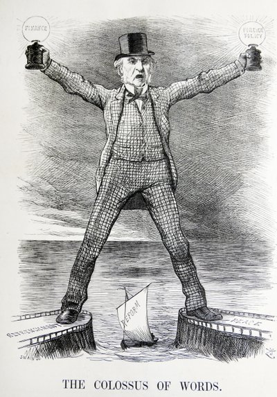 Political Satire Depicting William Ewart Gladstone and Benjamin Disraeli by John Tenniel