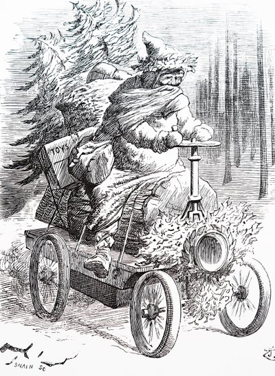 Santa racing through the snow by John Tenniel