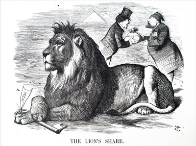 The British government authorising the Rothschilds to buy out shares of the Suez Canal by John Tenniel