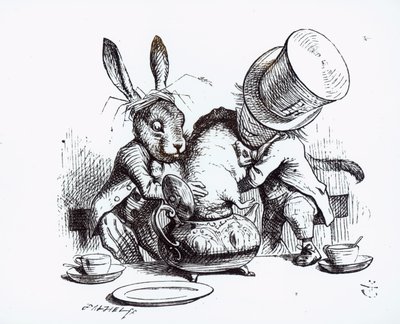 The Mad Hatter and the March Hare Putting the Dormouse in the Teapot, Illustration from 