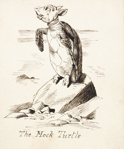 The Mock Turtle Sobbing on a Rock, c.1865 by John Tenniel