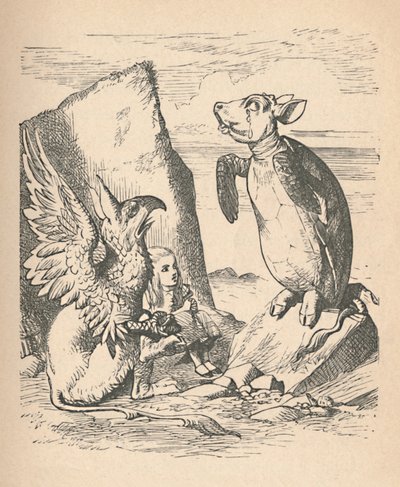 The Mock Turtle, The Gryphon and Alice by John Tenniel