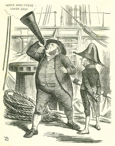 The Officious Passenger: Reform of Parliament - extension of the franchise. John Tenniel cartoon from Punch, London by John Tenniel
