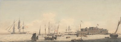View of Castle Cornet, Guernsey, Channel Islands, with Shipping by John Thomas Serres