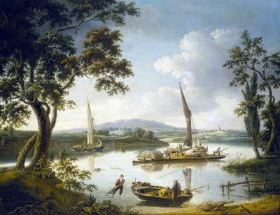 View of the Thames in Shillingford, with Dorchester Abbey on the Horizon by John Thomas Serres