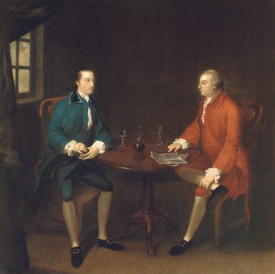 Two gentlemen seated at a table by John Thomas Seton