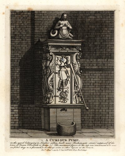 A curious pump in the yard of Leathersellers’ Hall, Bishopsgate Street, London by John Thomas Smith