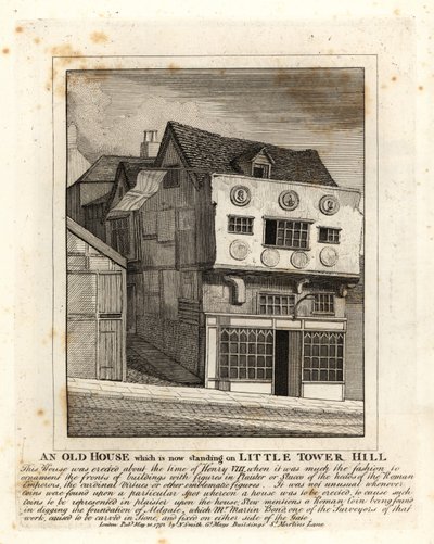 An Old Tudor House Standing on Little Tower Hill, London by John Thomas Smith