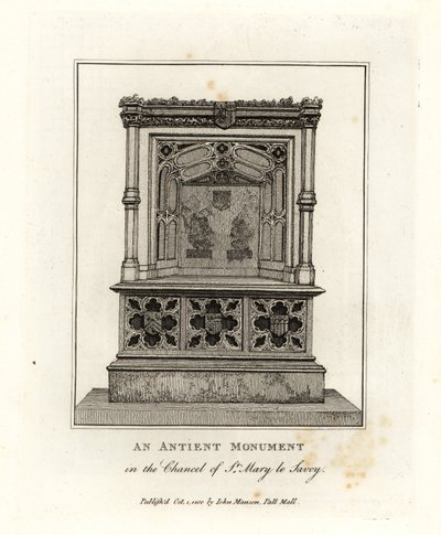 Ancient Monument in the Chancel of St Mary le Savoy by John Thomas Smith