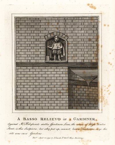 Bas-relief of a gardener on the wall of Mr by John Thomas Smith