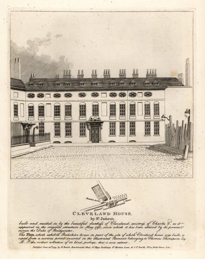 Cleveland House by St James Palace, London by John Thomas Smith