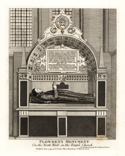 Edmund Plowden’s monument on the north wall in the Temple Church by John Thomas Smith