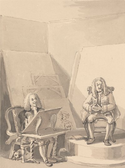 Hogarth Making up a Portrait of H. Fielding, for a Bookseller, from the Features of Garrick Who Borrowed One of the Author