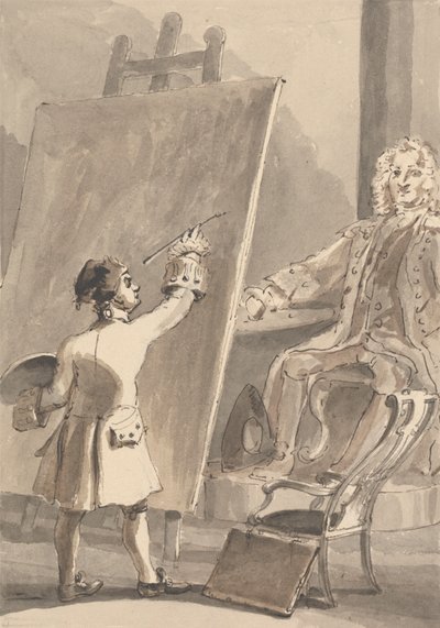 Hogarth Painting His Picture of Captain Coram for the Foundling Hospital by John Thomas Smith