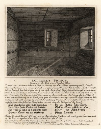 Lollards Prison, in the Tower of Lambeth Palace by John Thomas Smith