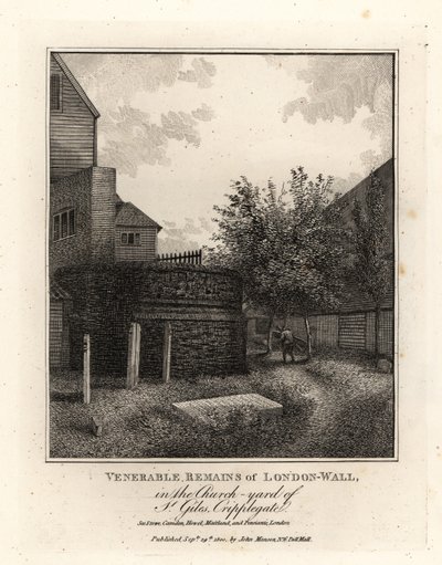 Remains of the Roman London Wall in the Churchyard of St Giles, Cripplegate by John Thomas Smith