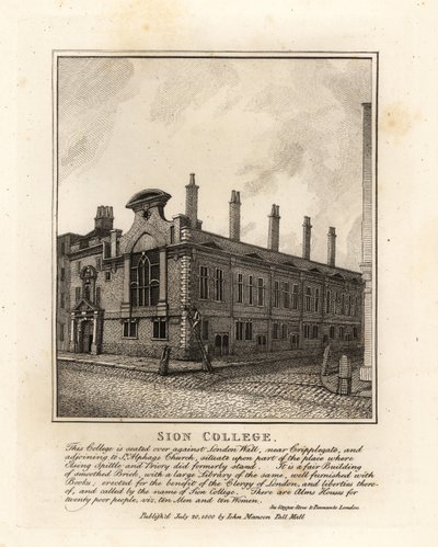 Sion College, London Wall, near Cripplegate by John Thomas Smith
