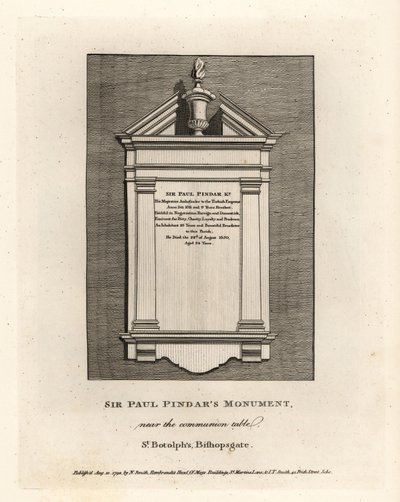 Sir Paul Pindar’s monument near the communion table in St Botolph’s, Bishopsgate by John Thomas Smith
