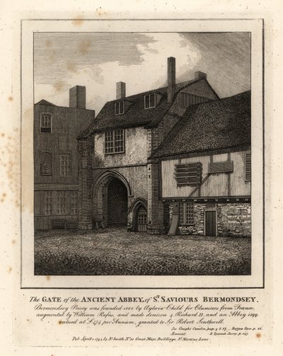 The Gate of the Ancient Abbey of St Saviours Bermondsey by John Thomas Smith