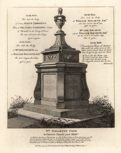 Tomb of Artist William Hogarth, Chiswick Churchyard, Middlesex by John Thomas Smith