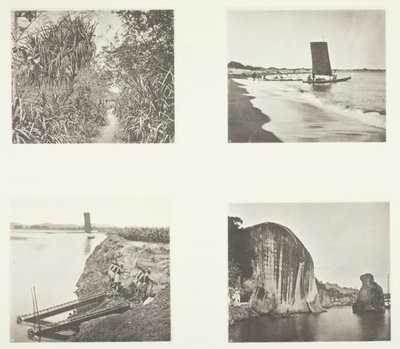 A Country Road near Taiwanfu, A Catamaran, Chain Pumps, Rock Inscriptions, Amoy by John Thomson